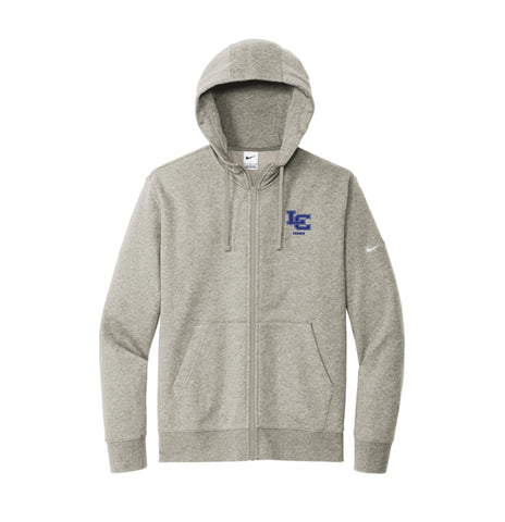 LC Tennis Embroidery - Nike Club Fleece Sleeve Swoosh Full-Zip Hoodie - Grey