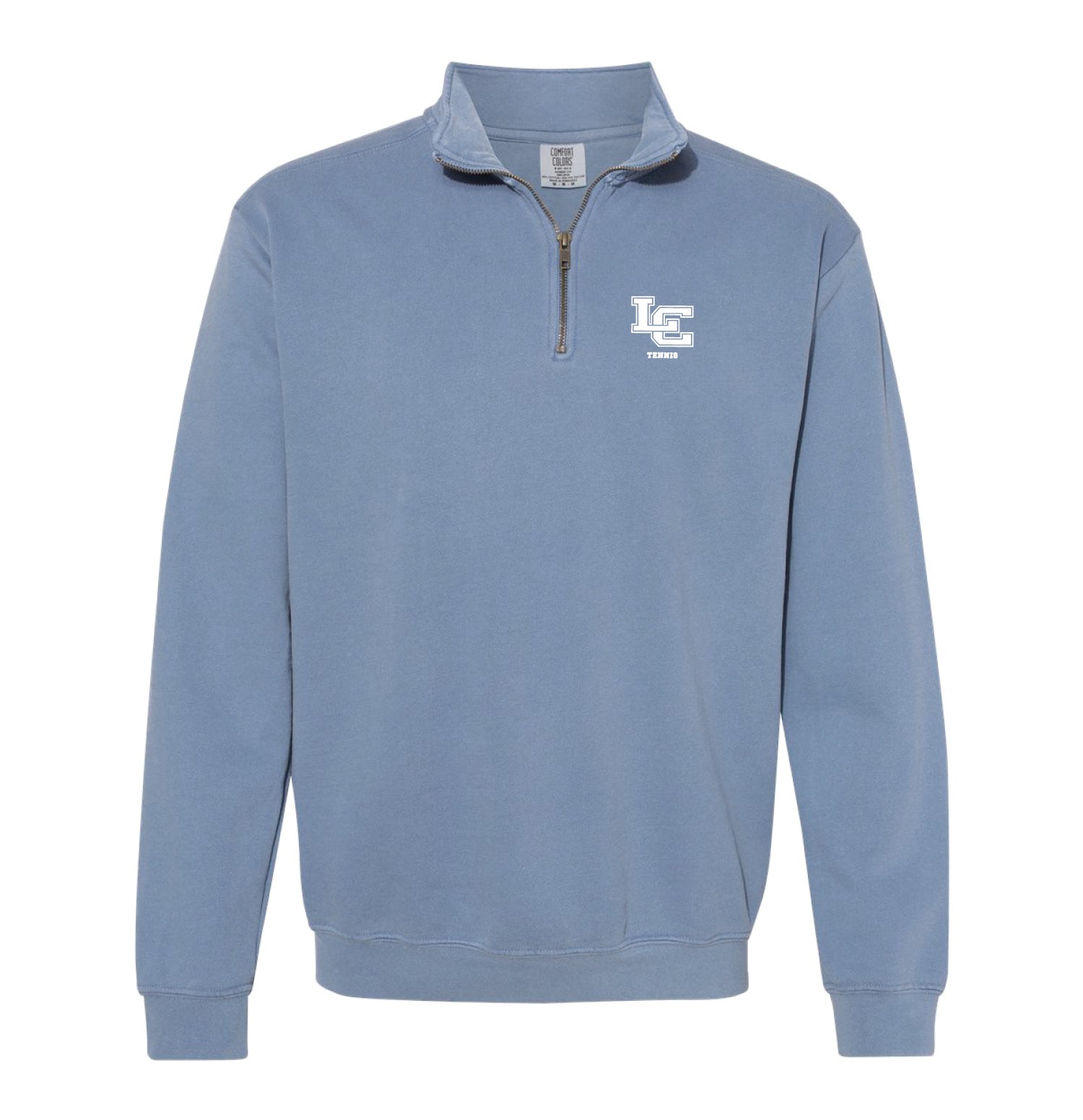 LC Tennis Embroidery - Comfort Colors Quarter Zip Sweatshirt - Flo Blue